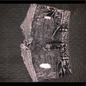 Acid washed jean shorts
